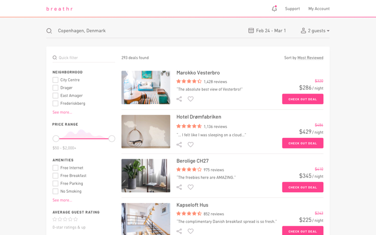 Design concept for search results page