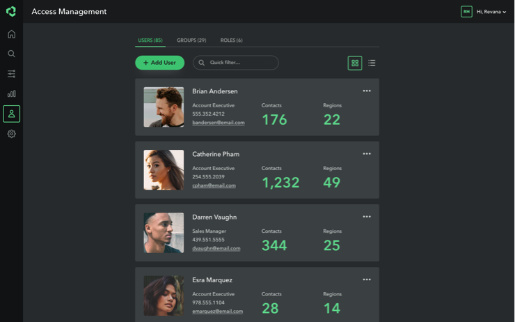 Design concept for Access Management view